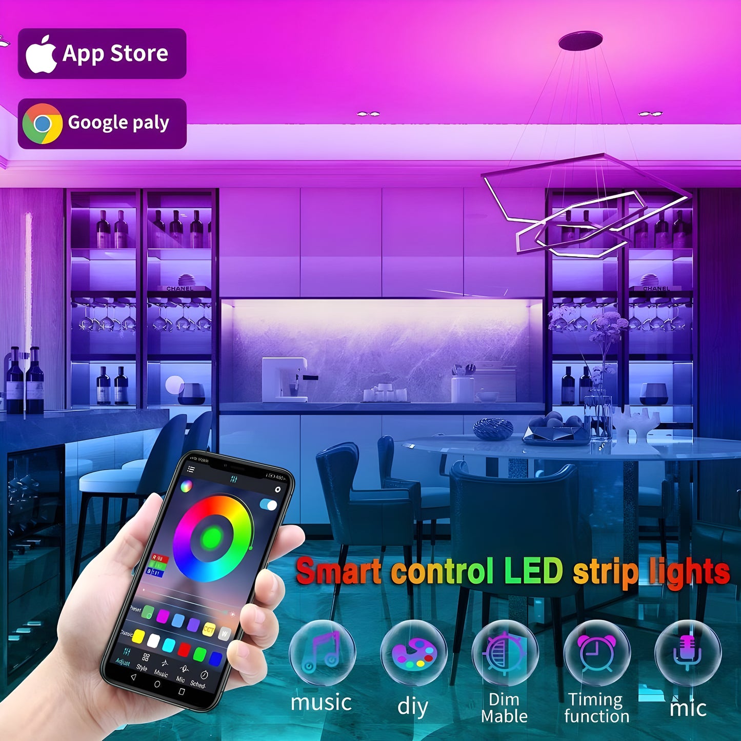 Smart LED Lights with App Control