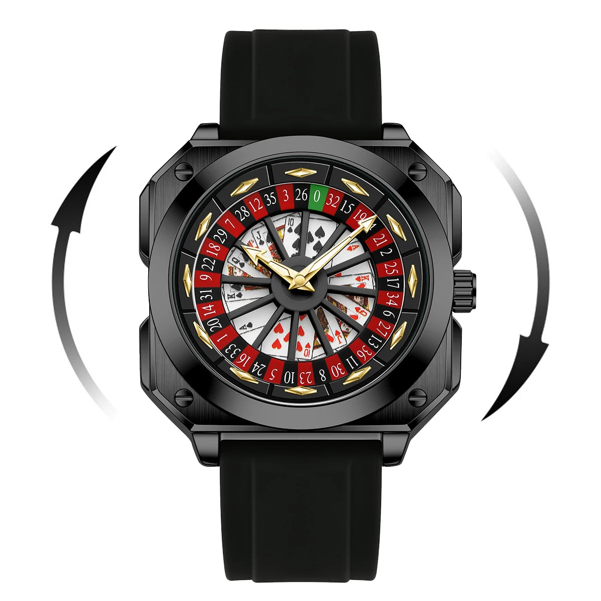 2025 New Mens Roulette Watch VA VA VOOM Brand Original Sports Style Fashion Silicone Strap Night Light Square Gift Watch for Men