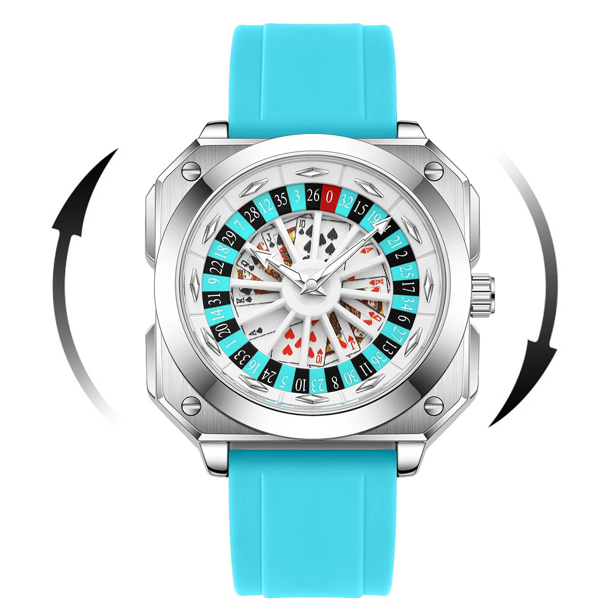 2025 New Mens Roulette Watch VA VA VOOM Brand Original Sports Style Fashion Silicone Strap Night Light Square Gift Watch for Men