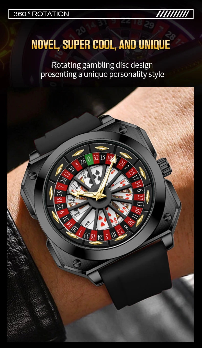 2025 New Mens Roulette Watch VA VA VOOM Brand Original Sports Style Fashion Silicone Strap Night Light Square Gift Watch for Men