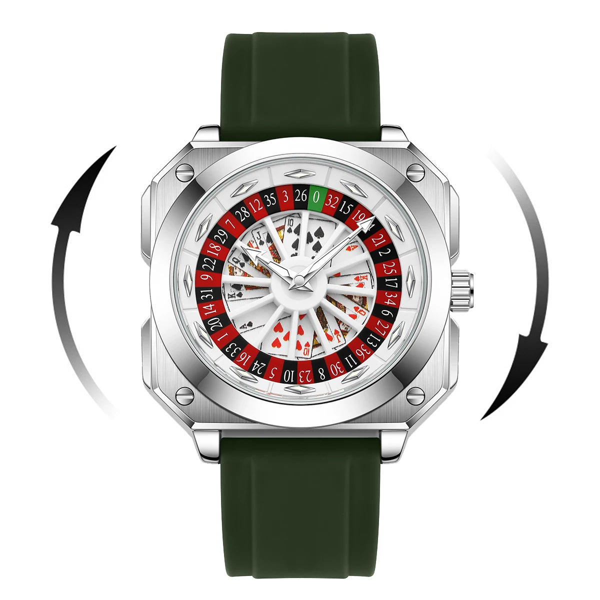 2025 New Mens Roulette Watch VA VA VOOM Brand Original Sports Style Fashion Silicone Strap Night Light Square Gift Watch for Men