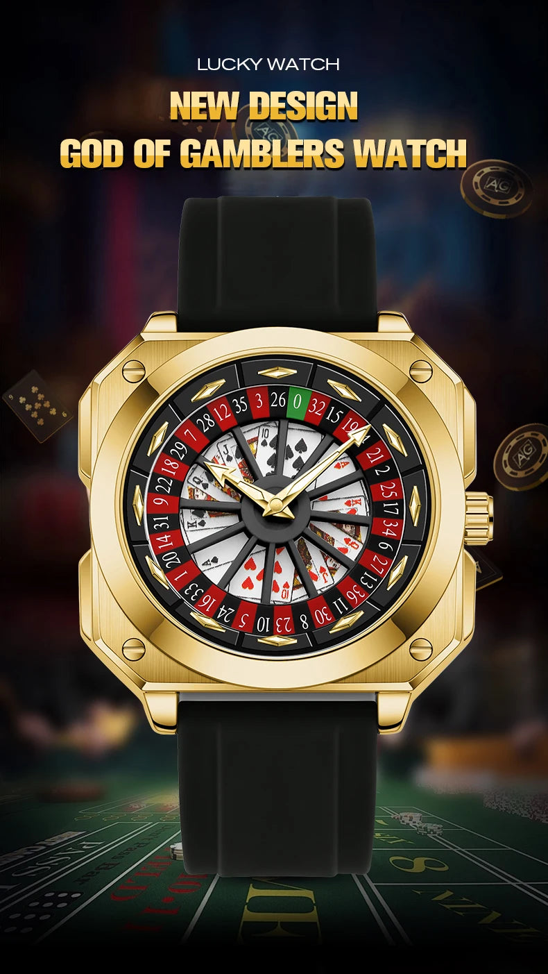 2025 New Mens Roulette Watch VA VA VOOM Brand Original Sports Style Fashion Silicone Strap Night Light Square Gift Watch for Men
