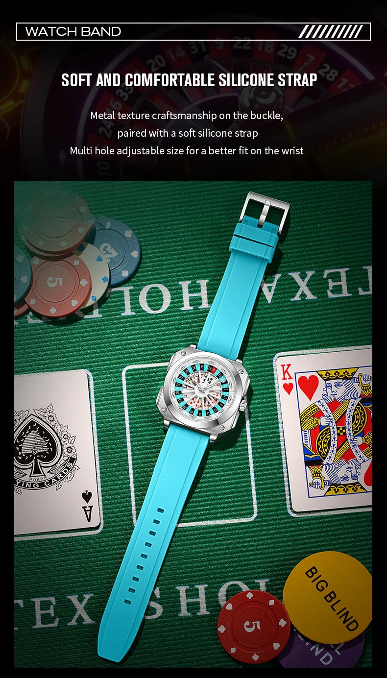 2025 New Mens Roulette Watch VA VA VOOM Brand Original Sports Style Fashion Silicone Strap Night Light Square Gift Watch for Men