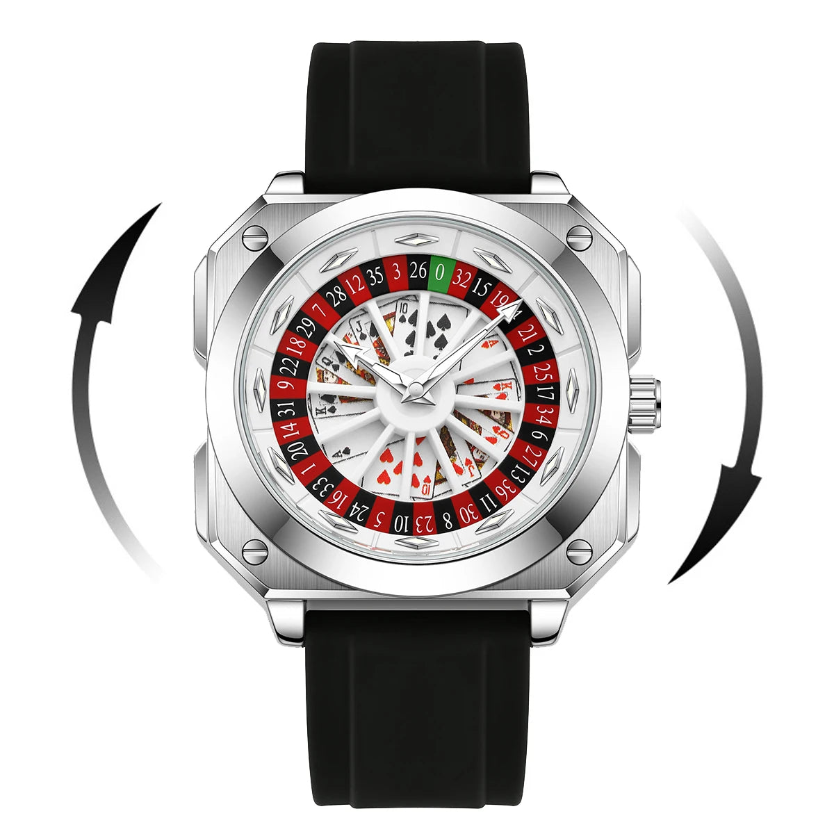 2025 New Mens Roulette Watch VA VA VOOM Brand Original Sports Style Fashion Silicone Strap Night Light Square Gift Watch for Men