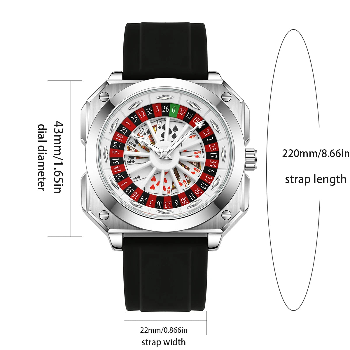 2025 New Mens Roulette Watch VA VA VOOM Brand Original Sports Style Fashion Silicone Strap Night Light Square Gift Watch for Men