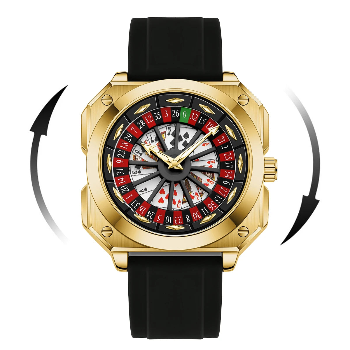 2025 New Mens Roulette Watch VA VA VOOM Brand Original Sports Style Fashion Silicone Strap Night Light Square Gift Watch for Men
