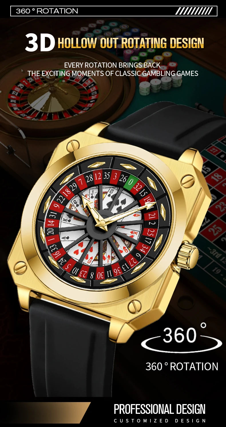 2025 New Mens Roulette Watch VA VA VOOM Brand Original Sports Style Fashion Silicone Strap Night Light Square Gift Watch for Men