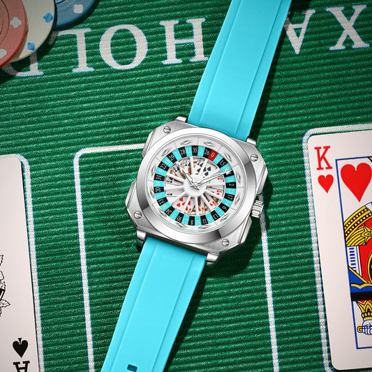 2025 New Mens Roulette Watch VA VA VOOM Brand Original Sports Style Fashion Silicone Strap Night Light Square Gift Watch for Men