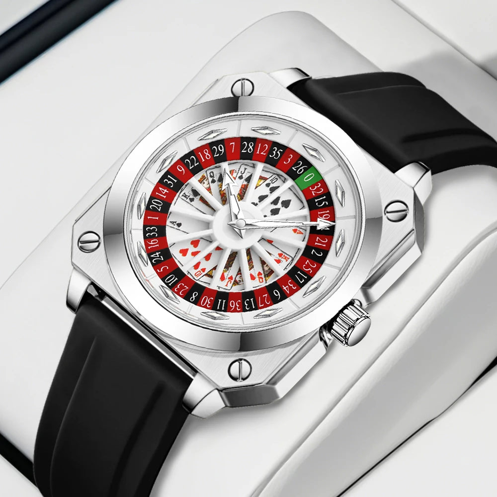 2025 New Mens Roulette Watch VA VA VOOM Brand Original Sports Style Fashion Silicone Strap Night Light Square Gift Watch for Men